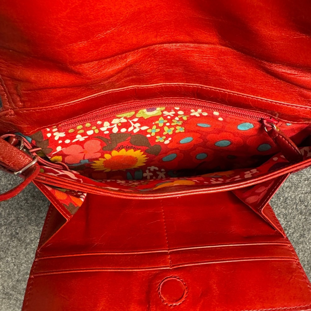Vintage Brighton Red Snakeskin Embossed Leather Crossbody Flap Bag Silver Heart - Picture 6 of 16
